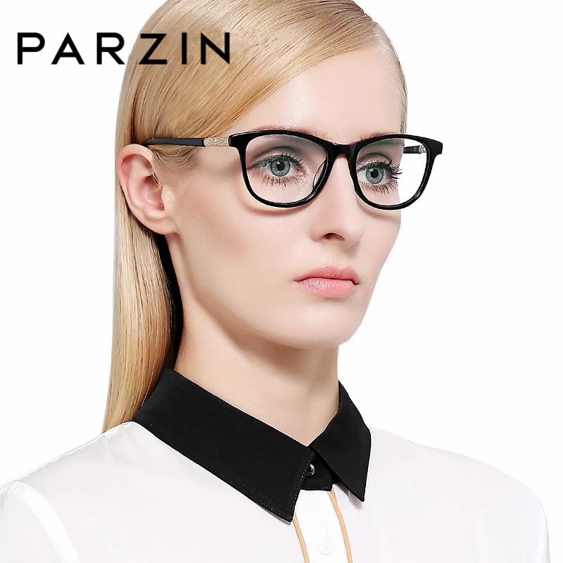 

PARZIN Women Optical Myopia Frames With Clear Lens Brand Art Leg Correction Glasses Frame With Logo Quality Accessories