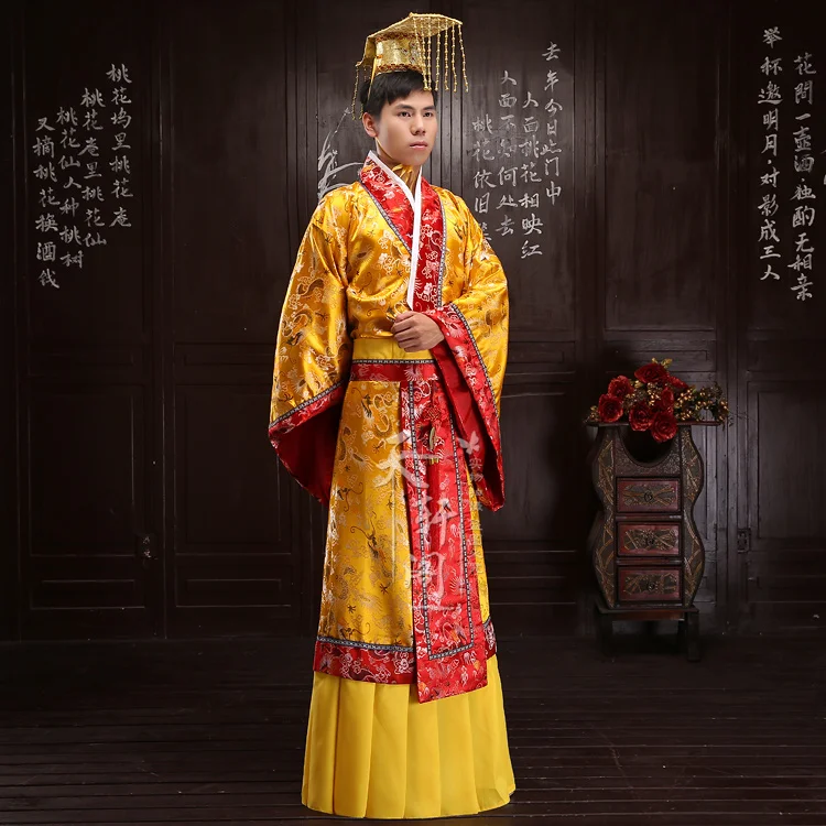 Китайский древний костюм Мужской Hanfu золото Тан Костюм Танг династии император сценические костюмы Hanfu Костюм Танг восточные костюмы