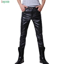Jaycosin мужские осенние зимние однотонные брюки из искусственной кожи мото Байкерский стиль черные брюки зауженные длинные брюки Pantalones De Cuero