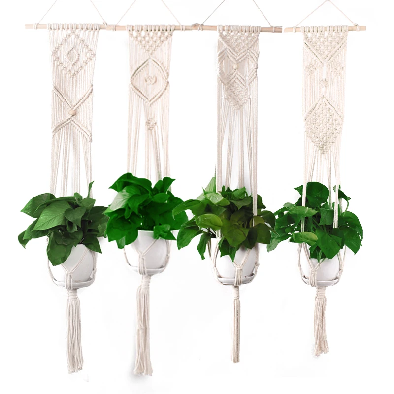 2 Pack Anivia Plant Hanger Hanging Planter Basket Black Macrame Cotton Rope for Indoor Outdoor Decorations 