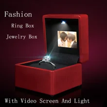Высокое качество видео и светильник, деревянный светодиодный экран, кольцо, коробка для ювелирных изделий, красная музыкальная шкатулка, может воспроизводить видео и фотографии, B098
