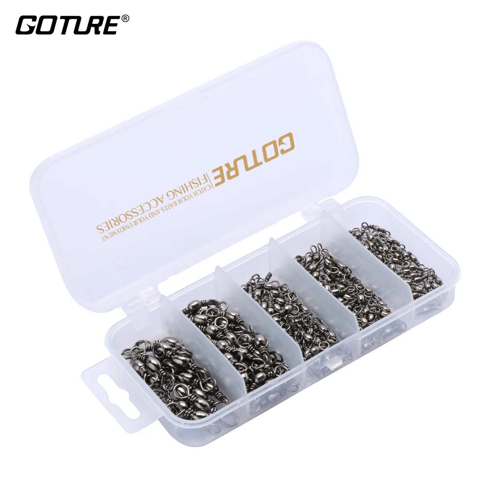 

Goture 200Pcs/lot Barrel Fishing Swivels Set Size #2 #4 #6 #8 #12 Iron Solid Ring Rolling Swivel Carp Fishing Accessories