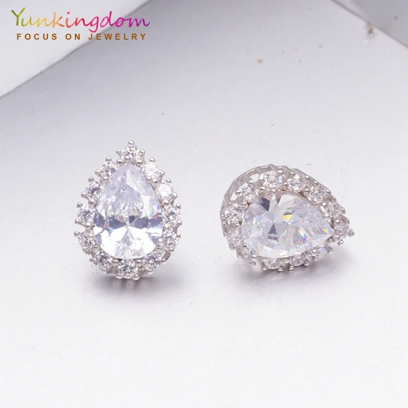 

Yunkingdom 2019 new brand water-drop design big earrings wonderful cubic zirconia crystal stud earrings for women