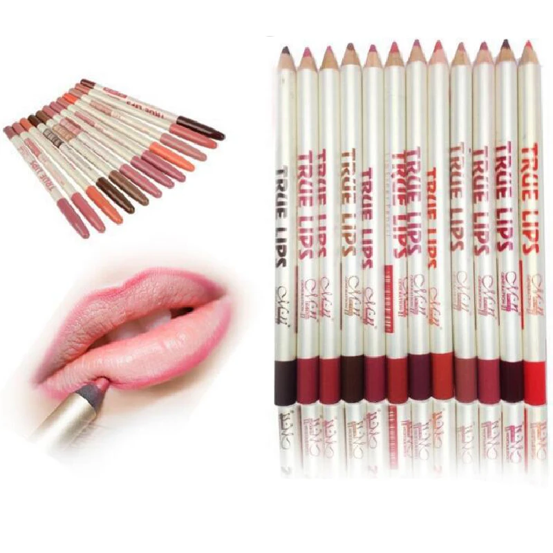 12 Colors Waterproof Lip Liner Pen Multi Color Lasting Lip