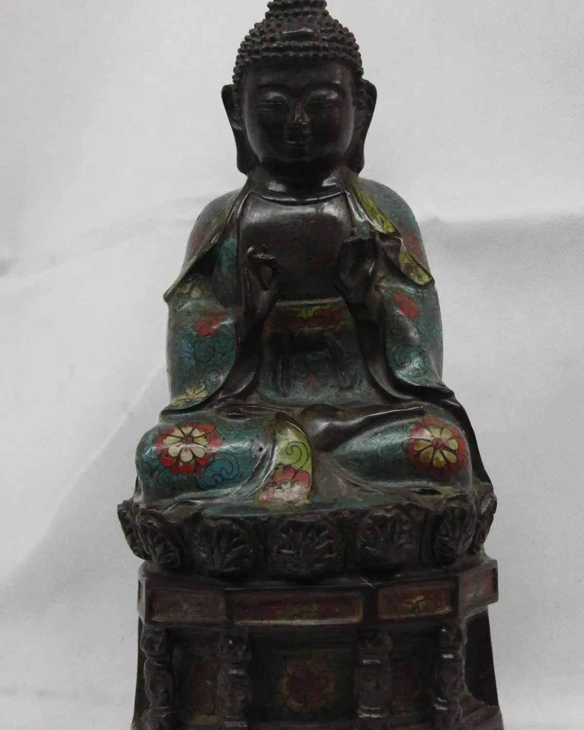 

Tibet Folk old Bronze Cloisonne Maha vairocana tathagata Sakyamuni Buddha Statue
