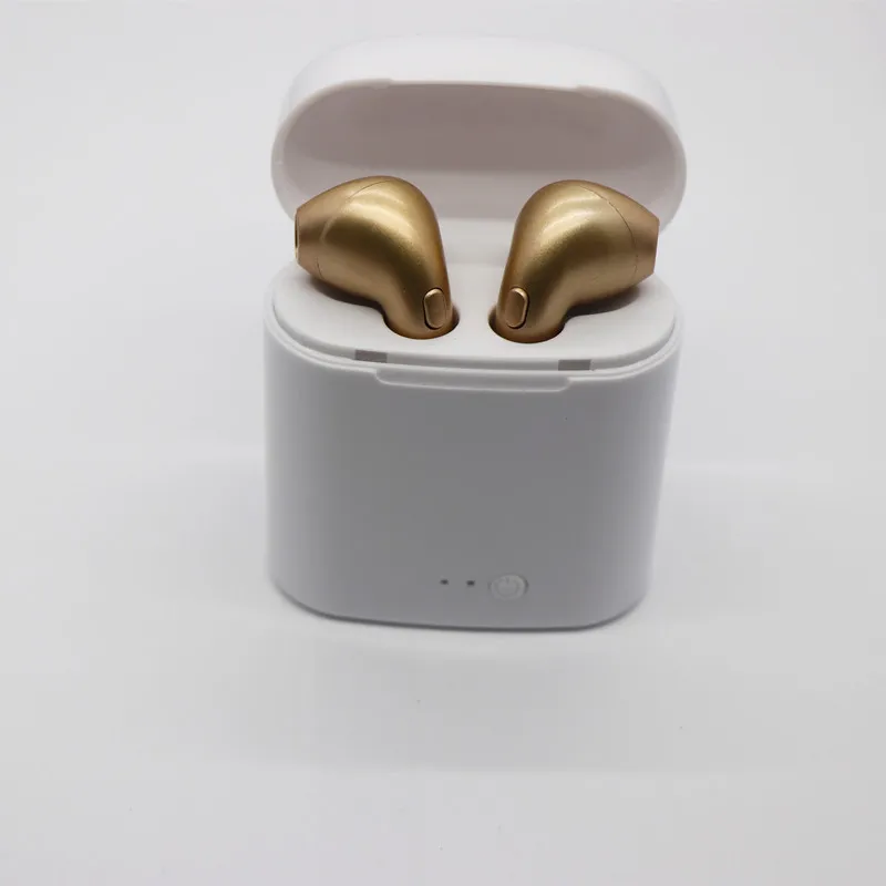 I7 TWS мини беспроводные Bluetooth наушники стерео вкладыши гарнитура с зарядной коробкой микрофон для всех смартфонов - Цвет: Золотой