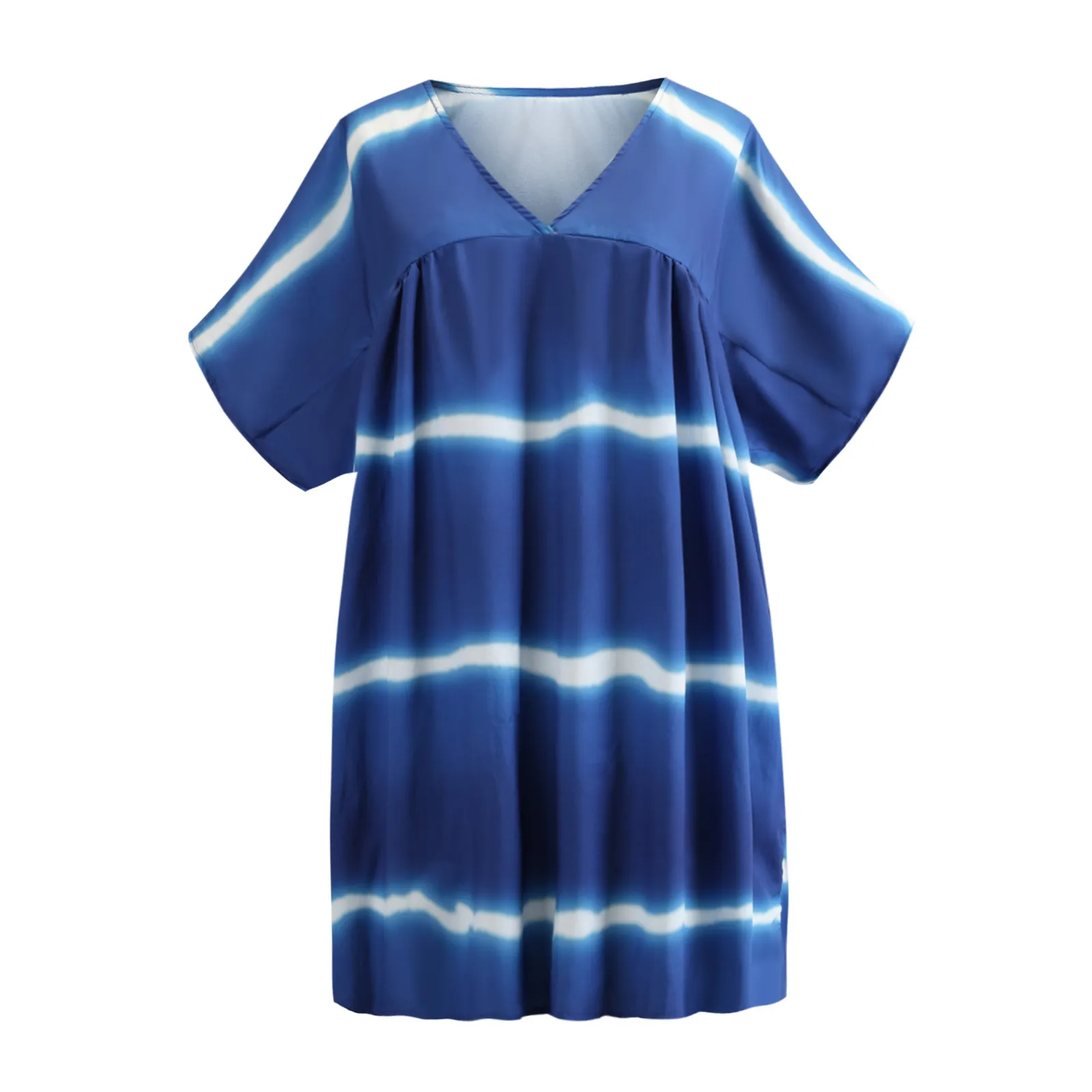Женские платья больших размеров с v-образным вырезом, повседневный Свободный пуловер, галстук-краска, платья с принтом, сарафан, Пляжное вечернее платье, vestidos Femininos, элегантное - Цвет: Синий