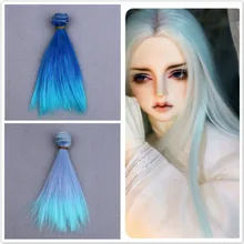 1 個ブルー人形アクセサリー 15 センチメートル * 100 センチメートル手作りショートドレス漫画かわいいおもちゃ合成かつら髪温度ドレスアップ(China)