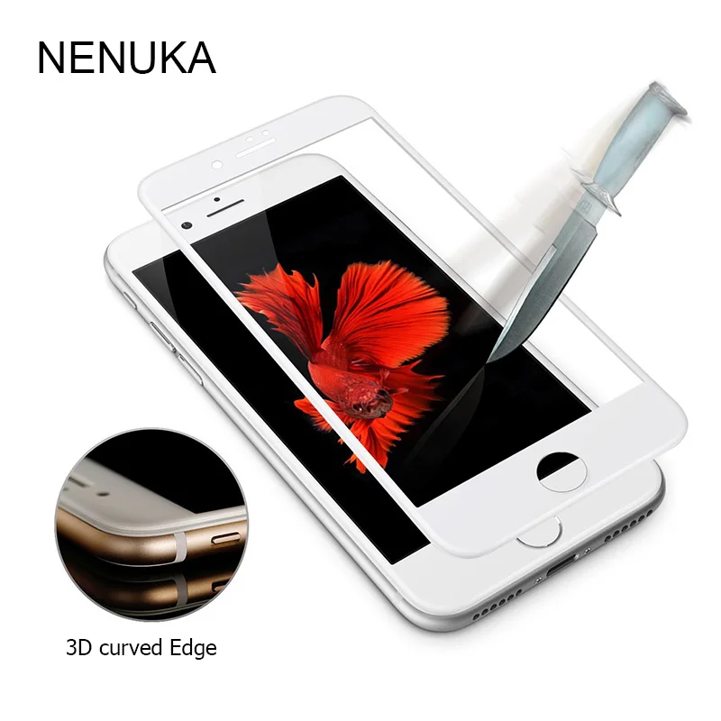 

0.26mm Glossy Carbon Fiber 3D Curved Edge Coated Tempered Glass For iPhone 6 6S Plus 8 Phone Screen Protector Film For iPhone X