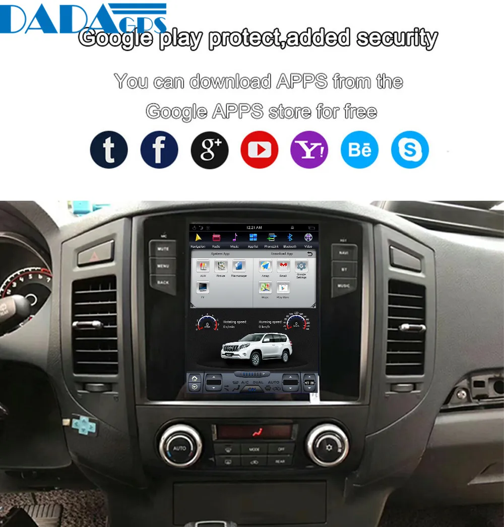 Top 10.4" Tesla style Android 7.1 Car Radio Player For MITSUBISHI PAJERO V97 V93 Shogun Montero 2006+ GPS Map Navigation no dvd 8