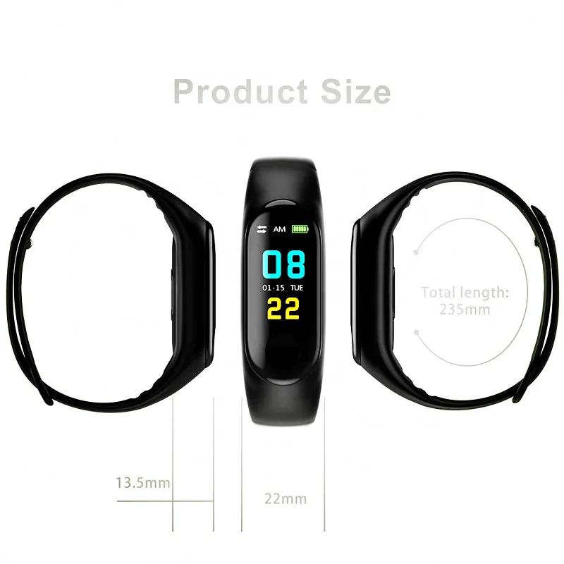 BINSSAW Men Women Sport Smart Bracelet Watch Bluetooth Clock Remote Camera Heart Rate Blood PressureSleep Monitor Pedometer Band