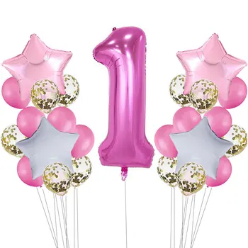 

Baby 1 Year Old Baby Shower Birthday Number 1 Foil Balloons Boy Girl Dot Latex Balloon Kids Birthday Party DIY Decorations