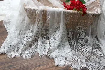 

1.5x3Meters per piece high quality Off white wedding gown lace fabric Allover flower eyelash chantilly lace lady long dress lace