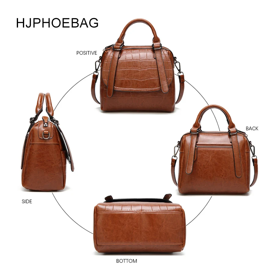 HJPHOEBAG новая женская сумка Boston модная подушка сумка масло воск кожа женская сумка через плечо сумки для женщин YC0010