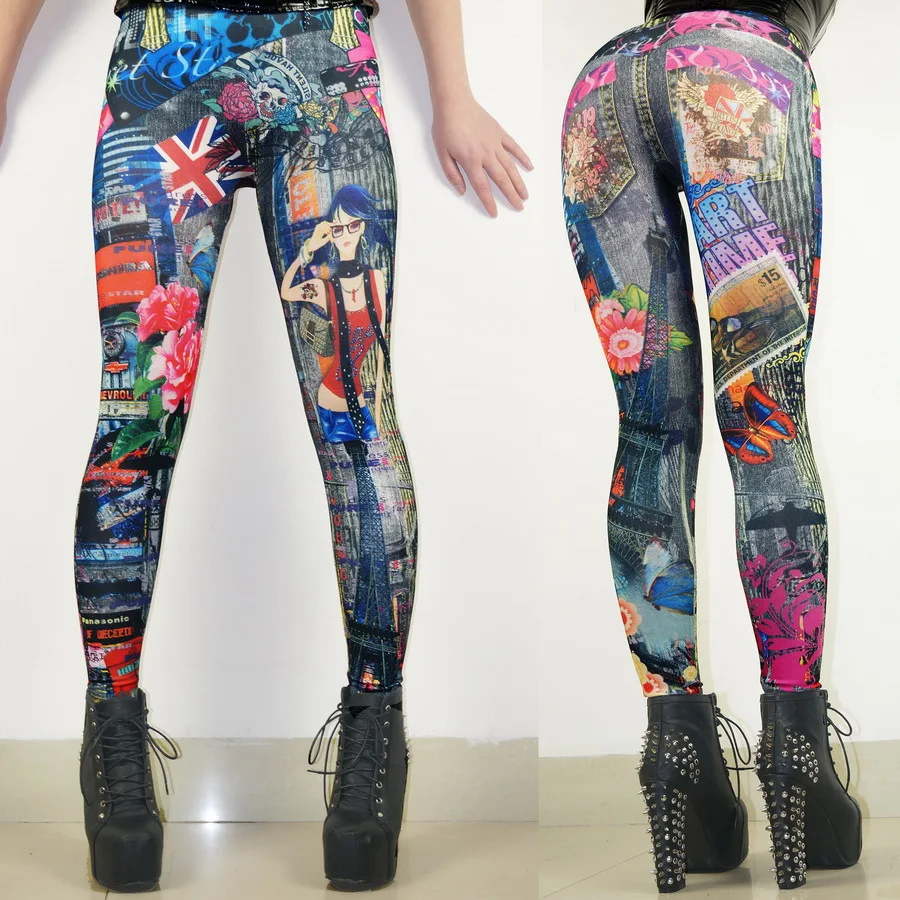 Factory Price Lady Fashion Novelty Vintage Pencil Pants Trouser Painted