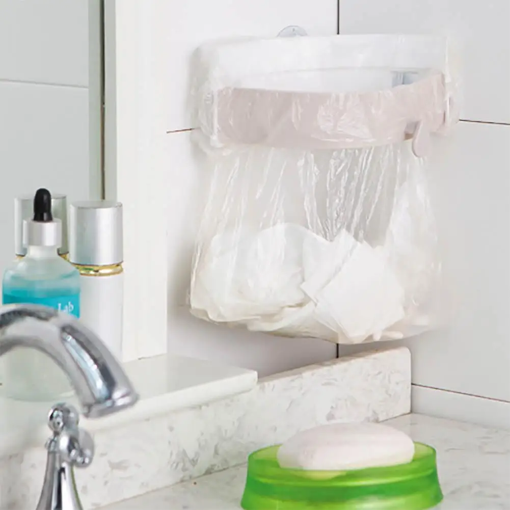 Kitchen Three Strong Suction Cups Garbage Bag Rack Odor resistant Trash