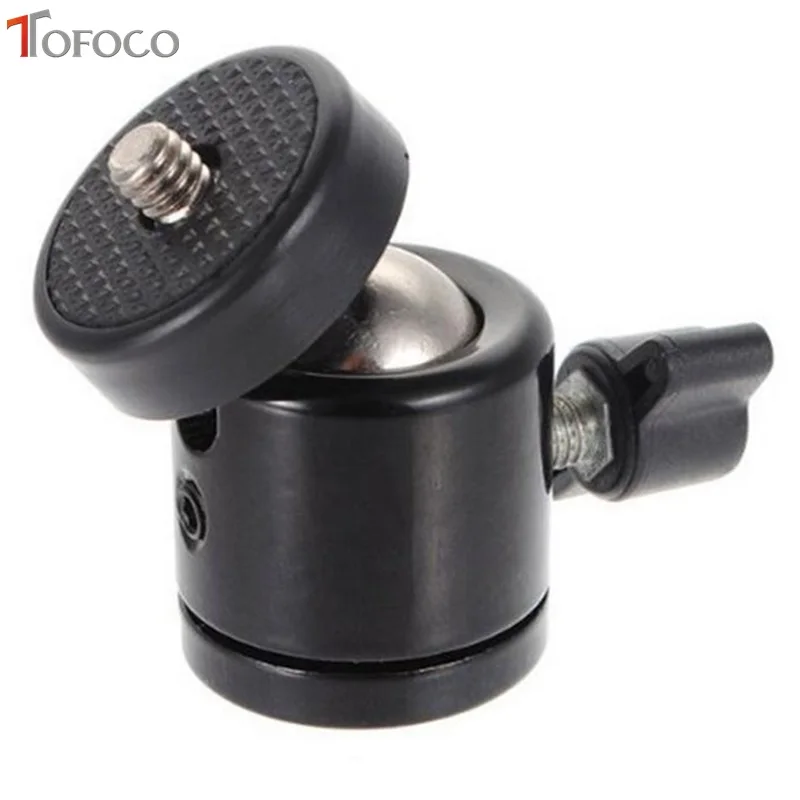 TOFOCO černá barva 360 stupňů Mini stativová kulová hlava 1/4 "stojanová montáž DSLR DV kamera DSLR příslušenství fotoaparátu