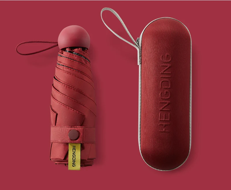 Wine Red Мини-капсула зонтик пятискладной солнцезащитный анти-УФ UPF50+ Зонт parapluie складной женский Карманный Зонт для женщин - Цвет: Wine Red