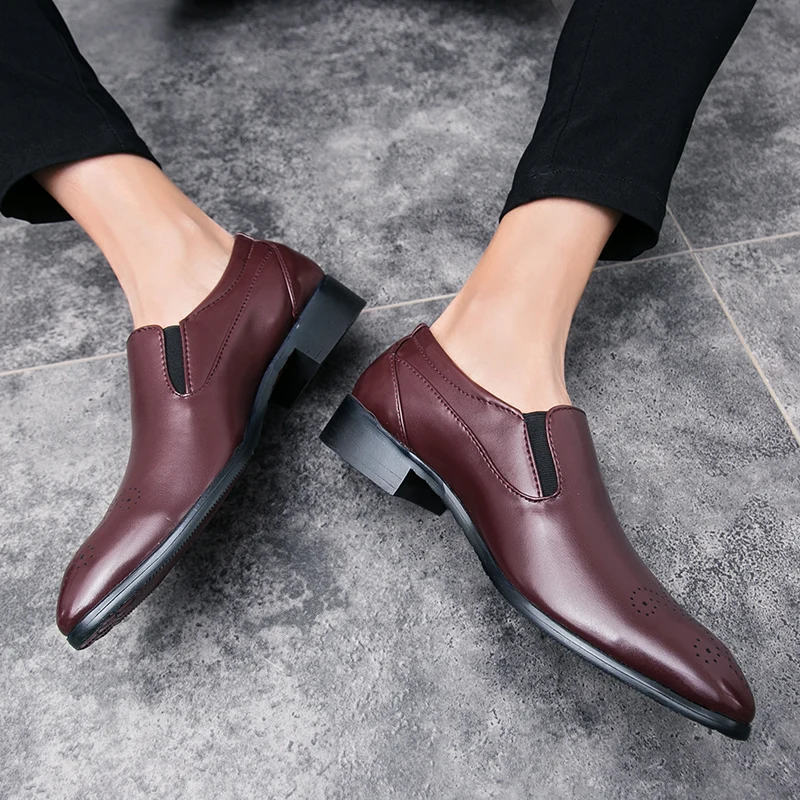 retro slip on leather shoes men luxury brand eurpean dress male footwear wedding elegant classic pointed oxford shoes for men (16)