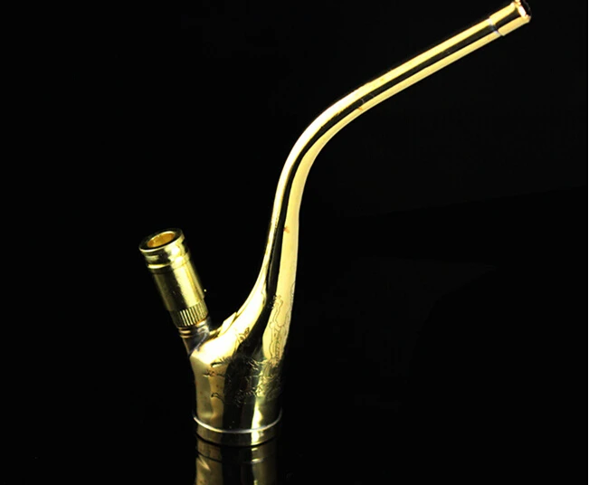 1PC New Copper Tobacco Pipe Gold Cigarette Pipe Metal Water Pipe Hookah