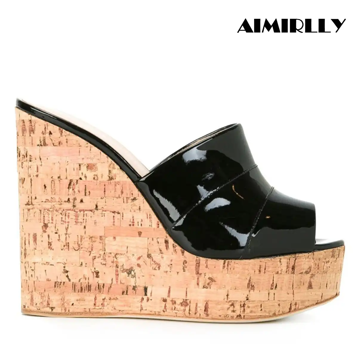 black wedge mule sandals