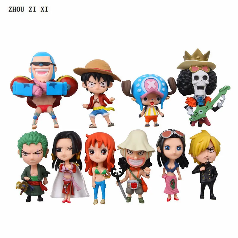 

10 pcs/lot ONE PIECE anime action figure fridge magnets perfect quality anime figurine Luffy Zoro Nami Sanji toys for children