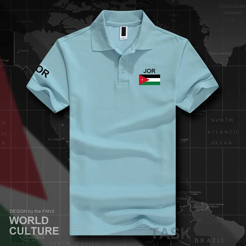 Jordan рубашки поло мужские с коротким рукавом белые бренды с принтом для страны хлопок Национальный флаг команды JOR арабский - Цвет: polo-LightBlue