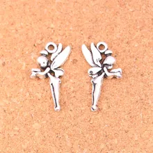 100Pcs Antique Silver Plated angel fairy tinkerbell Charms Diy Handmade Jewelry Findings Accessories 25*15mm