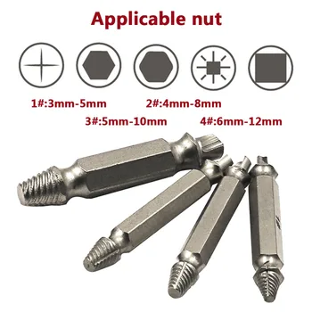 

4pcs/Set Damaged Screw Extractor Breakage Bolt Extractor Drill Bits Guide Set Broken Easy Out Fastener Kit