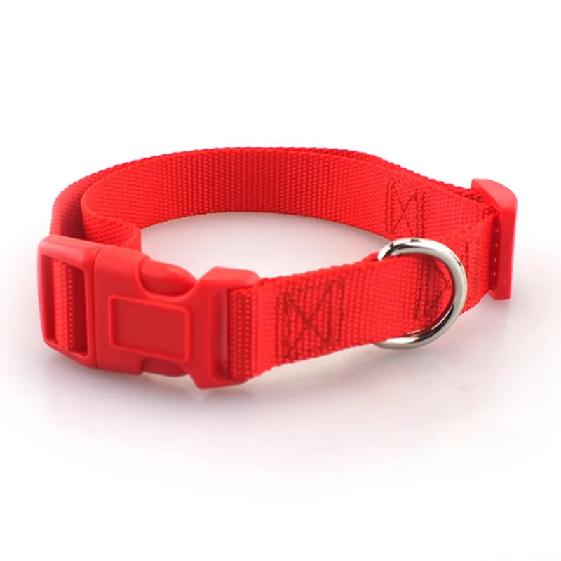 Pet Dog Collar Classic Solid Basic Polyester Nylon Dog Collar with Quick Snap Buckle Can Match