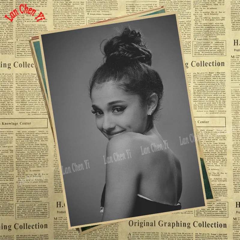 Ariana grande Pop Music Girl Star Kraft Paper Poster Wall Pictures For Living Room Home Decoration Decor - Цвет: Светло-зеленый