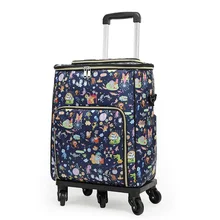 Aluminum foil tin insulation trolley bag handbag refrigerated fresh shopping bag with wheels Woman/elder Folding Shopping Cart