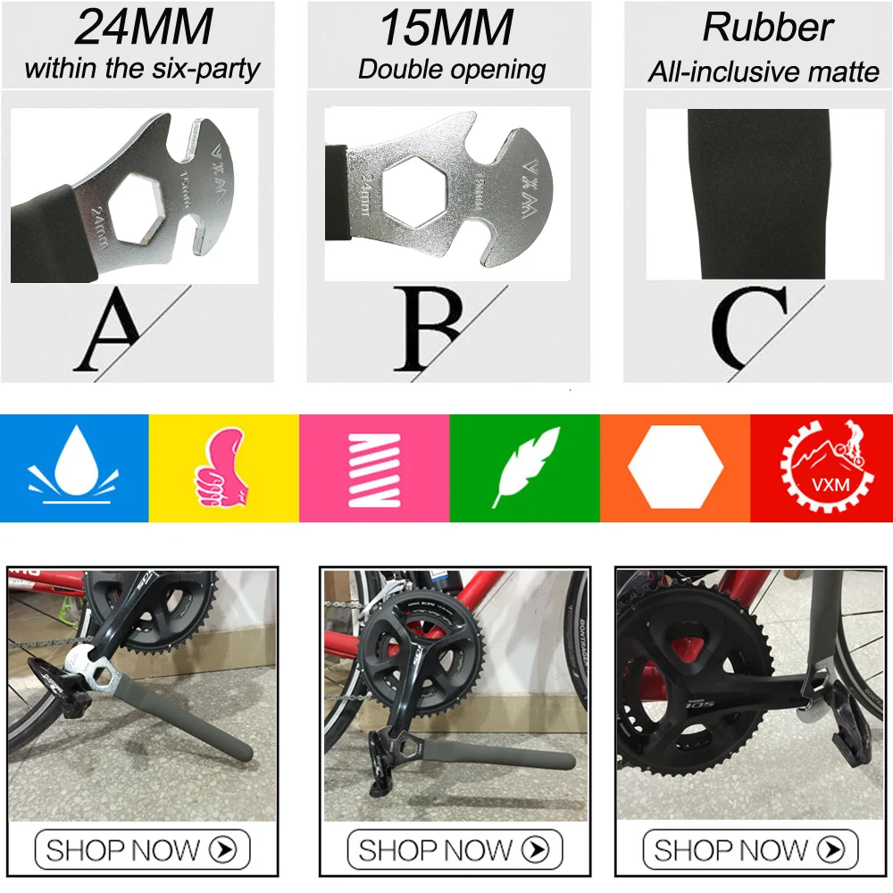 Инструменты для ремонта велосипедов VXM, инструмент для ремонта ножных педалей, гаечный ключ, инструмент для ремонта, сплав, сталь, длинная ручка, профессиональный инструмент, велосипедные инструменты