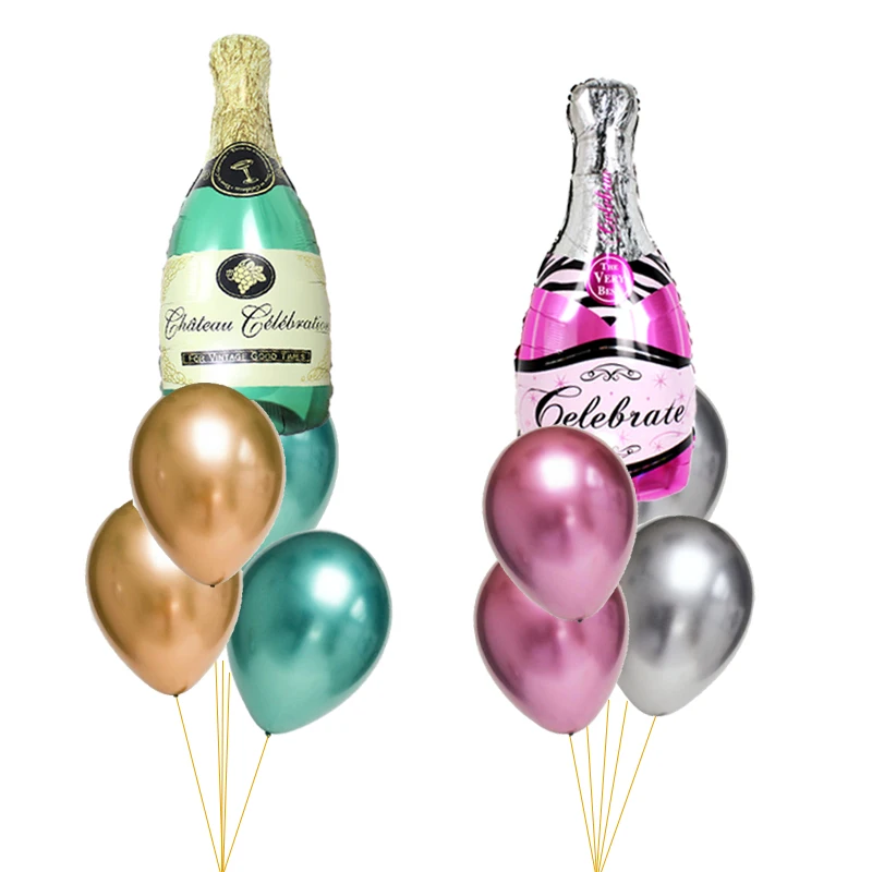 

KAMMIZAD 5pcs/set Green beer bottle latex balloons Pink princess bottle globos bar prom birthday party decorations balloon