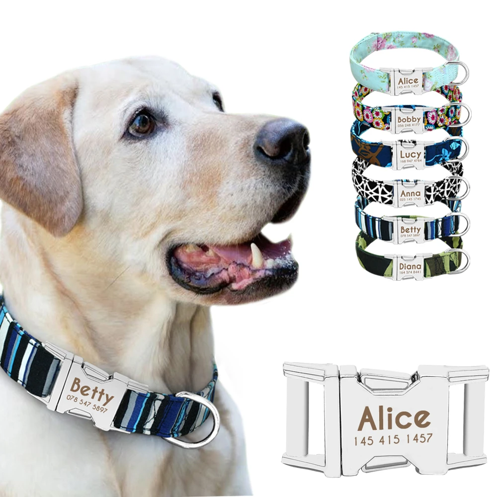 Collar personalizado nailon para perros pequeños, collares para cachorros con grabado de nombre, identificación para mascotas pequeñas, y grandes, Pastor Alemán|Collares| AliExpress