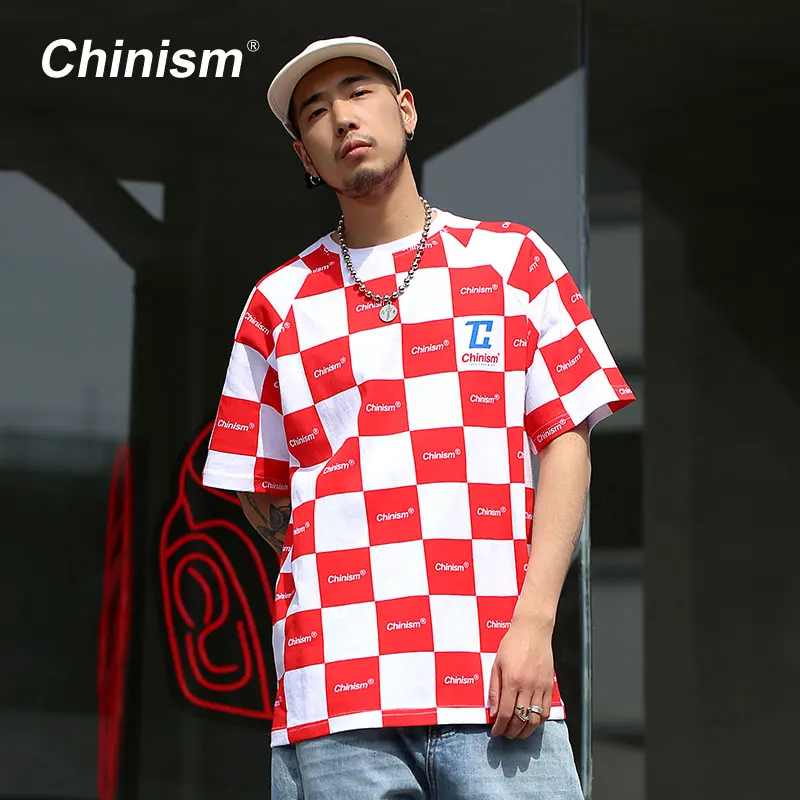 CHINISM 2018 летняя Клетчатая дизайнерская футболка Swag для мужчин и женщин свободная в
