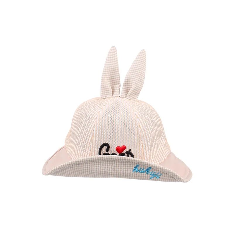 Mesh Bunny Baby Hat Breathable Soft Kids Hat Boys Girls Summer Sun Cap Wide Brim Lace Up Baby Hat With Ears Baby Girls Clothing (15)