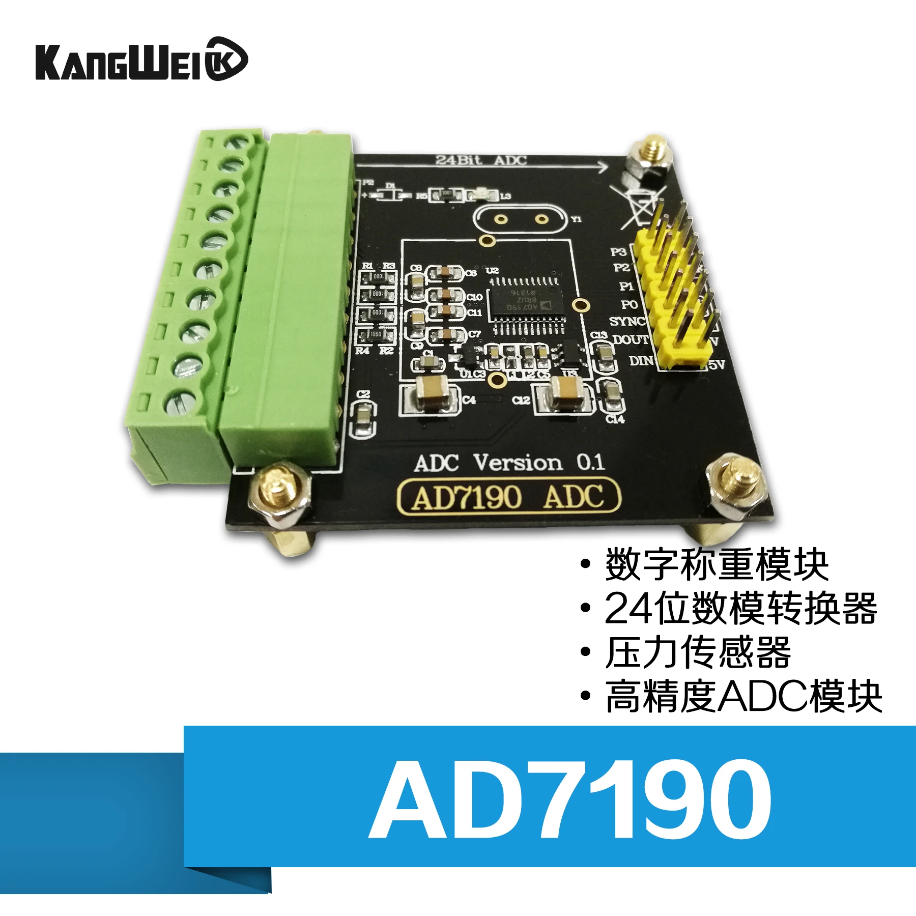 

AD7190 Digital Weighing Module 24 Digit to Analog Converter Pressure Sensor High Precision ADC Module
