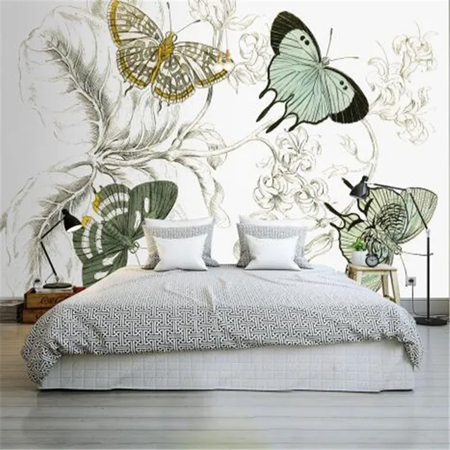 Butterfly Motif Bunga Wallpaper Untuk Dinding 3d Mural Dinding Untuk