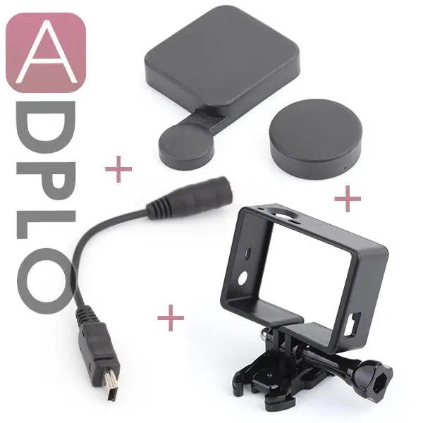 Protect shell set!Frame Bumper Protective Mount + Lens Cap Protective Case + 3.5mm Microphones convert line +Gift