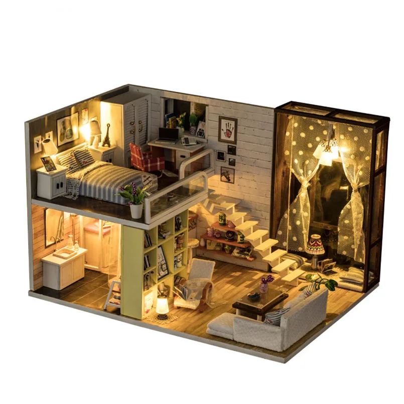

Diy Wooden Doll House DIY Dollhous Miniature House 1:12 Accessories/Porcelain/Furniture Wooden Toy House Castle Toy For Children