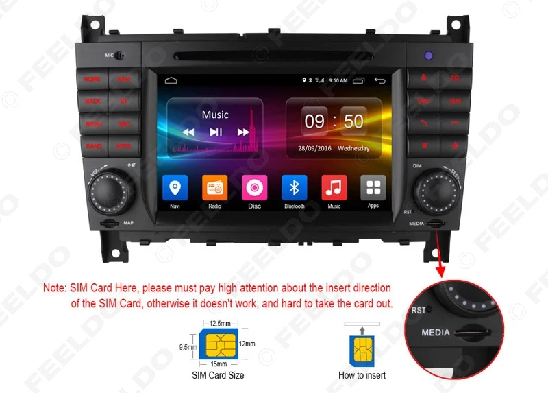 Sale FEELDO 7" Android 6.0 (64bit) DDR3 2G/32G/4G LTE Octa Core Car DVD GPS Radio Head Unit For Mercedes Benz CLK W209/C-Class W203 2