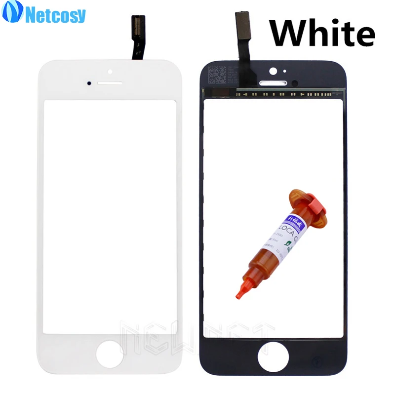 Netcosy для iPhone 4 4G 4S 5G 5S 5C Переднее стекло объектив+ сенсорный экран дигитайзер панель Ремонт объектива для Apple+ 5 мл УФ клей сенсорный экран