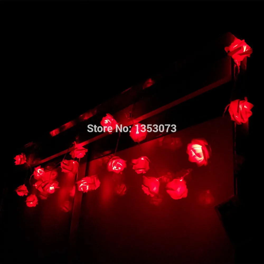 Rose Flower LED Valentines Day String Lights Colorful Rosa Christmas Festival Party Garden Bedroom lumiere - red 1-5