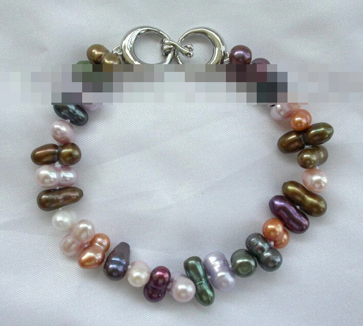 

free shipping 01076 baroque multicolor freshwater cultured pearl bracelet