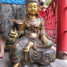 Xd 00830 3" Огромный Старая Бронза Ручной Работы перегородчатой свобода Бодхисаттва Гуань Инь Статуя Будды