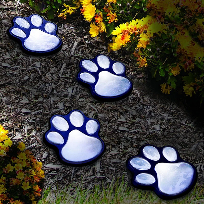 

4pcs / Set Cute Paw Print Shape Solar Energy Lawn Light IP67 Waterproof Outdoor Lighting Lamps For Home Garden Decoration