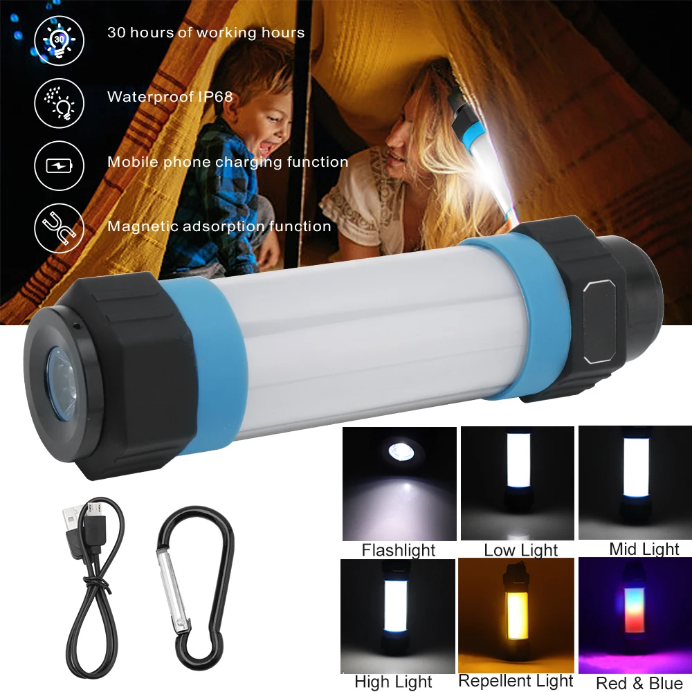 

BORUiT IP68 LED Camping Lantern Magnetic Tent Light USB Charging Outdoor Emergency Light Portable Flashlight Mosquito Repellent