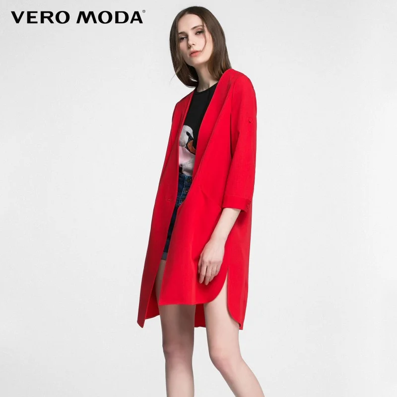 Vero Moda Brand 2018 NEWslim single button three simple quarter sleeve V-Neck trench coat regular straight women suit| 316108031 Vero Moda Brand 2018 NEWslim single button three simple quarter sleeve V-Neck trench coat regular straight women suit| 316108031