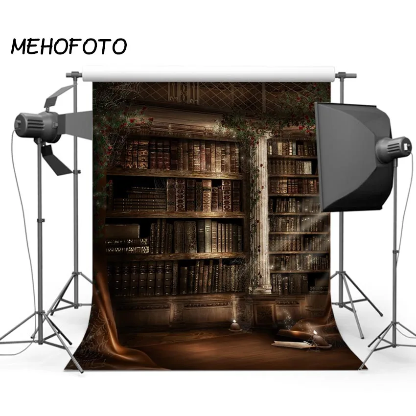 Старый книжный фон для фотосъемки Хэллоуин дом с привидениями паутина пугающее